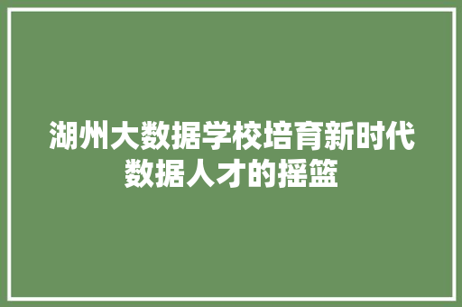 湖州大数据学校培育新时代数据人才的摇篮  第1张