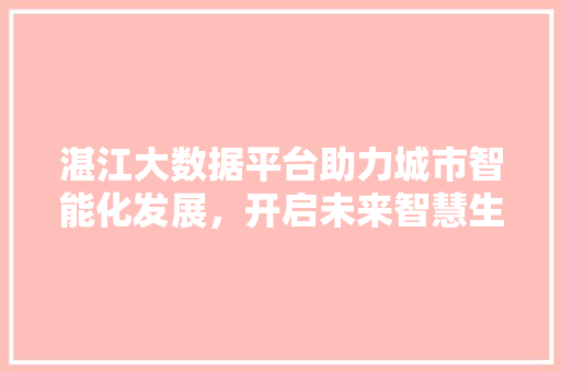 湛江大数据平台助力城市智能化发展，开启未来智慧生活  第1张