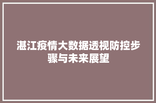 湛江疫情大数据透视防控步骤与未来展望  第1张