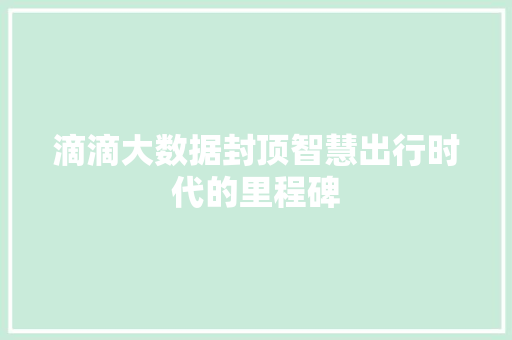 滴滴大数据封顶智慧出行时代的里程碑  第1张