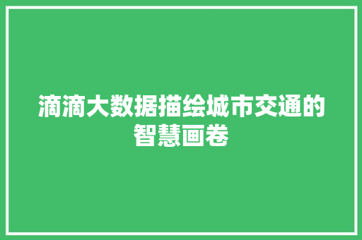 滴滴大数据描绘城市交通的智慧画卷  第1张