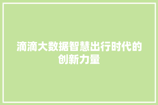 滴滴大数据智慧出行时代的创新力量  第1张