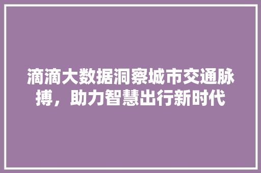 滴滴大数据洞察城市交通脉搏，助力智慧出行新时代  第1张