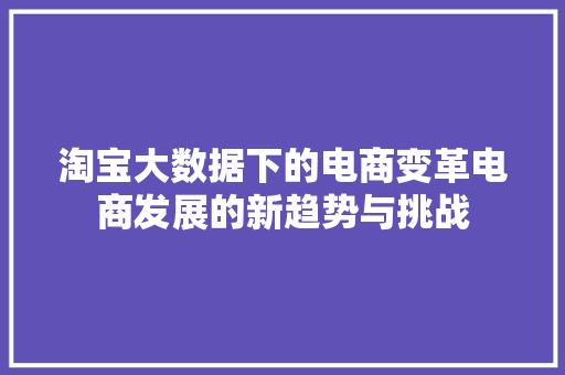 淘宝大数据下的电商变革电商发展的新趋势与挑战  第1张