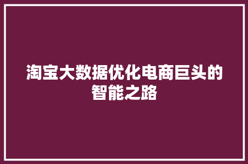 淘宝大数据优化电商巨头的智能之路  第1张