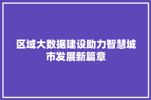 区域大数据建设助力智慧城市发展新篇章  第1张