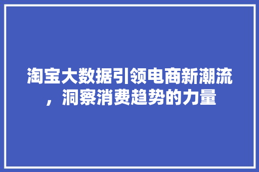 淘宝大数据引领电商新潮流，洞察消费趋势的力量  第1张