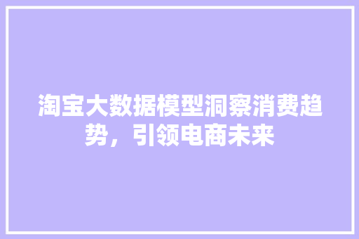 淘宝大数据模型洞察消费趋势，引领电商未来  第1张