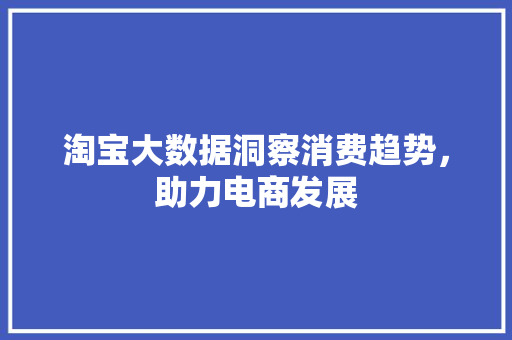 淘宝大数据洞察消费趋势，助力电商发展  第1张