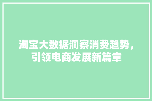 淘宝大数据洞察消费趋势，引领电商发展新篇章  第1张