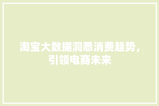 淘宝大数据洞悉消费趋势，引领电商未来  第1张