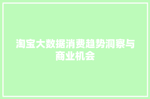 淘宝大数据消费趋势洞察与商业机会  第1张