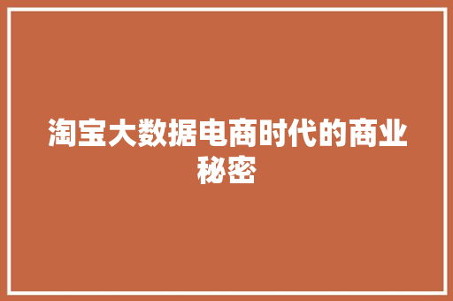 淘宝大数据电商时代的商业秘密  第1张