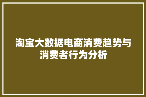 淘宝大数据电商消费趋势与消费者行为分析  第1张