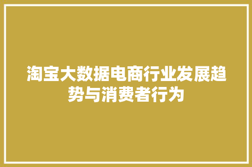 淘宝大数据电商行业发展趋势与消费者行为  第1张
