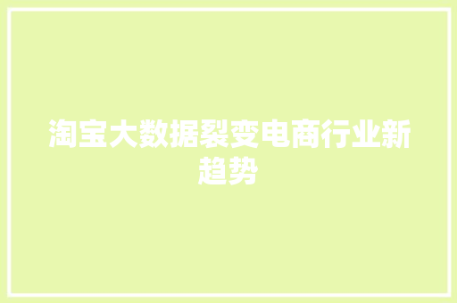 淘宝大数据裂变电商行业新趋势  第1张