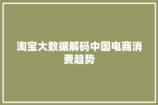 淘宝大数据解码中国电商消费趋势  第1张