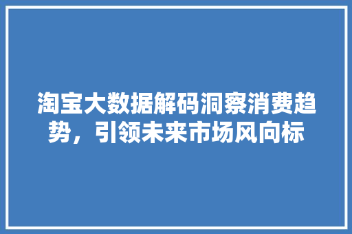 淘宝大数据解码洞察消费趋势，引领未来市场风向标  第1张