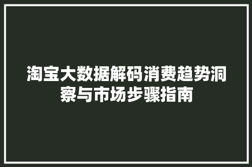 淘宝大数据解码消费趋势洞察与市场步骤指南  第1张