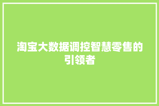 淘宝大数据调控智慧零售的引领者  第1张