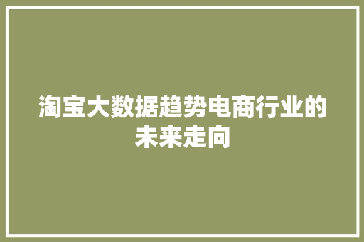 淘宝大数据趋势电商行业的未来走向  第1张