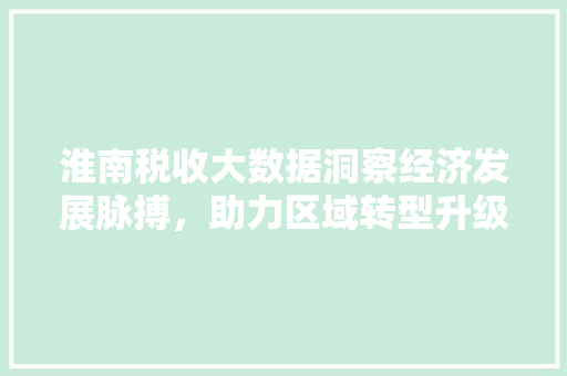 淮南税收大数据洞察经济发展脉搏，助力区域转型升级