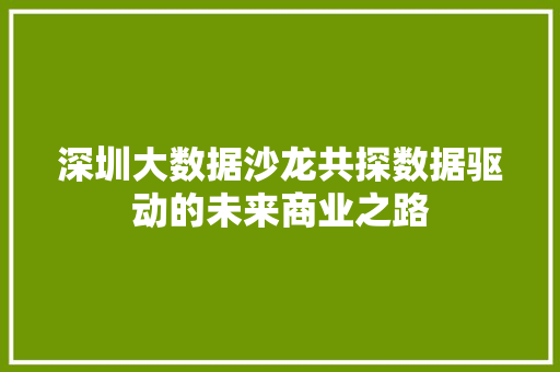 深圳大数据沙龙共探数据驱动的未来商业之路  第1张