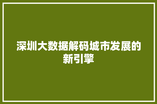 深圳大数据解码城市发展的新引擎  第1张