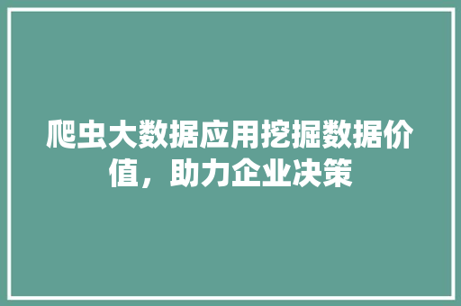 爬虫大数据应用挖掘数据价值，助力企业决策  第1张
