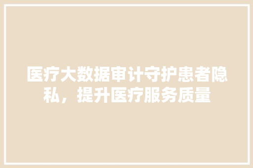 医疗大数据审计守护患者隐私，提升医疗服务质量  第1张