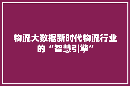 物流大数据新时代物流行业的“智慧引擎”  第1张