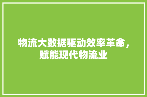 物流大数据驱动效率革命，赋能现代物流业  第1张