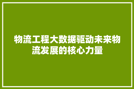 物流工程大数据驱动未来物流发展的核心力量