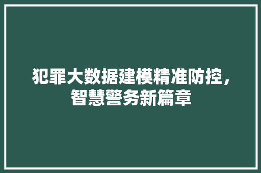犯罪大数据建模精准防控，智慧警务新篇章  第1张