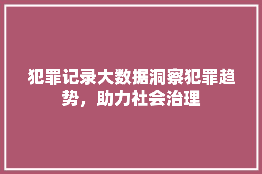 犯罪记录大数据洞察犯罪趋势，助力社会治理  第1张
