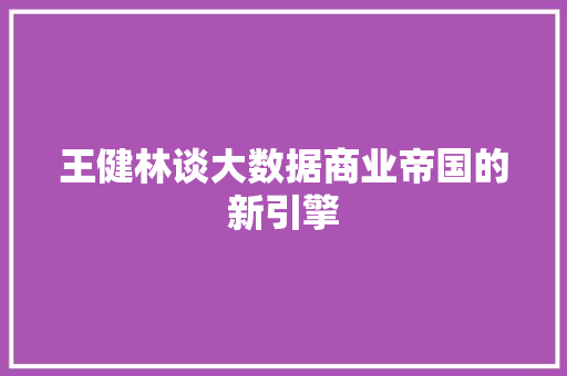 王健林谈大数据商业帝国的新引擎  第1张