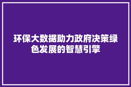 环保大数据助力政府决策绿色发展的智慧引擎  第1张