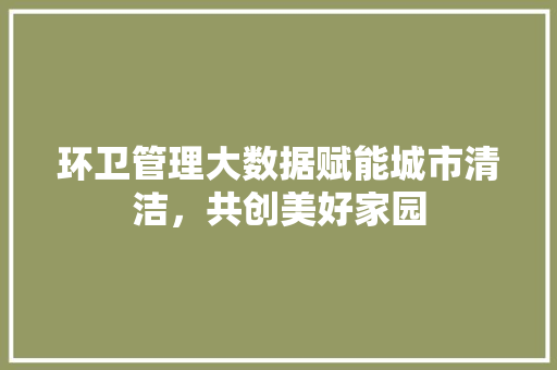 环卫管理大数据赋能城市清洁，共创美好家园