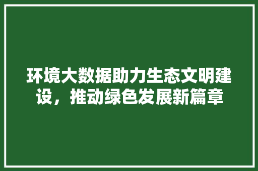 环境大数据助力生态文明建设，推动绿色发展新篇章