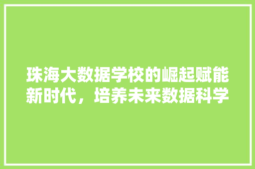 珠海大数据学校的崛起赋能新时代，培养未来数据科学家  第1张