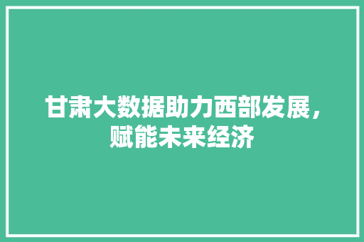甘肃大数据助力西部发展，赋能未来经济  第1张