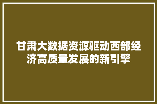 甘肃大数据资源驱动西部经济高质量发展的新引擎  第1张