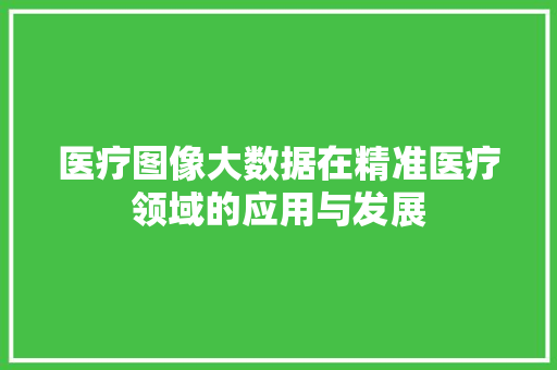 医疗图像大数据在精准医疗领域的应用与发展  第1张