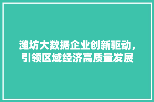 潍坊大数据企业创新驱动，引领区域经济高质量发展  第1张