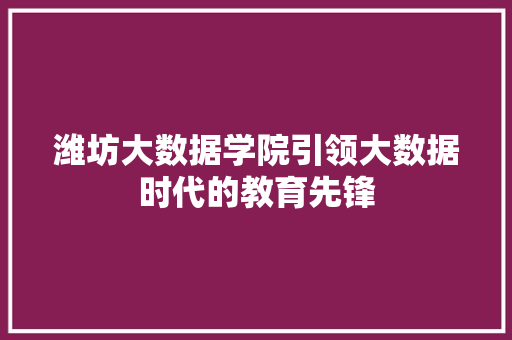 潍坊大数据学院引领大数据时代的教育先锋  第1张