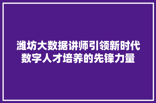潍坊大数据讲师引领新时代数字人才培养的先锋力量  第1张