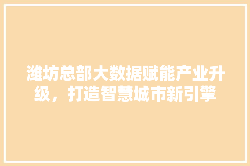 潍坊总部大数据赋能产业升级，打造智慧城市新引擎  第1张