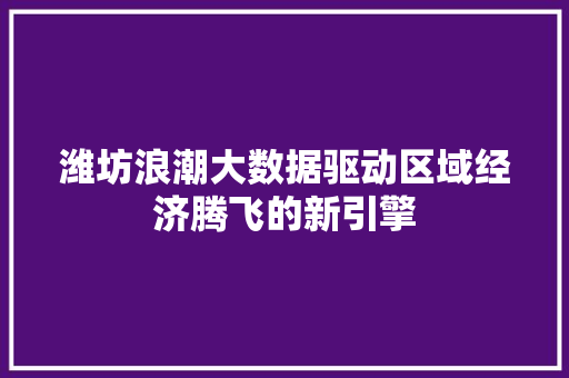 潍坊浪潮大数据驱动区域经济腾飞的新引擎