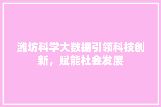 潍坊科学大数据引领科技创新，赋能社会发展