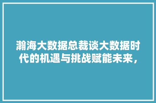 瀚海大数据总裁谈大数据时代的机遇与挑战赋能未来，共赢未来  第1张